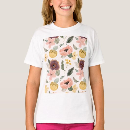 Watercolor Pastel Floral Seamless Pattern | Soft T-shirt (Voorkant)