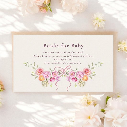 Watercolor pastel Flower Baby Book Shower Request Informatiekaartje