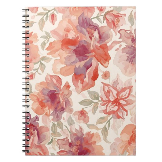 Watercolor Pastel Flowers Light Orange Notitieboek (Voorkant)