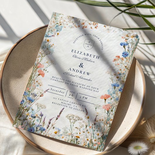 Watercolor Pastel Garden Wedding Kaart