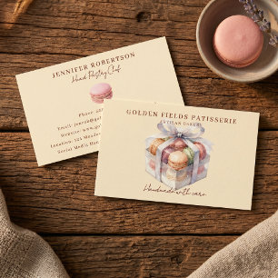 Watercolor Pastel Macaron Doos Patisserie Bedrijf Contactkaartje