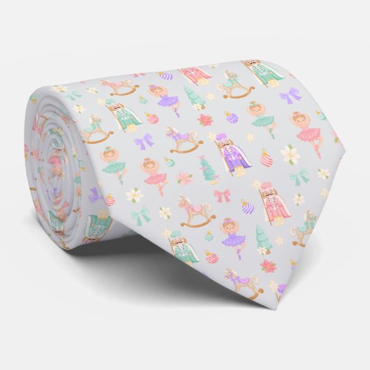 Watercolor Pastel Notenkraker Ballet Monogram Stropdas (Opgerold)