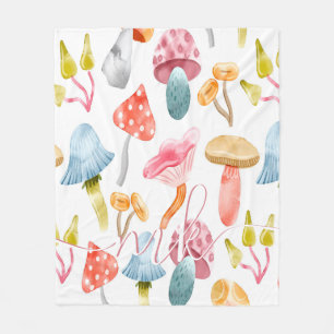 Watercolor Pastel Paddenstoelen Fleece Deken