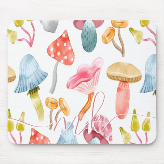 Watercolor Pastel Paddenstoelen Muismat (Voorkant)