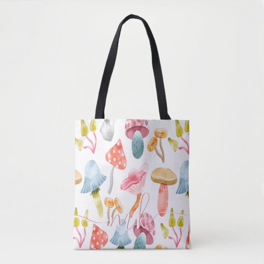 Watercolor Pastel Paddenstoelen Tote Bag (Voorkant)
