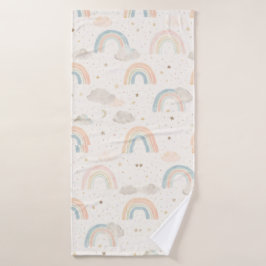 Watercolor Pastel Rainbow Baby Hooded Towel Badhanddoek