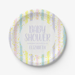 Watercolor Pastel Strepen Neutrale Baby Shower Papieren Bordje