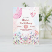 Watercolor Pastel Vlinder Uitnodiging (9x13 cm) (Staand voorkant)