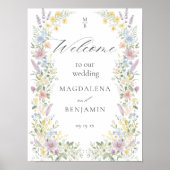 Watercolor Pastel Wildflowers Wedding Welcome Poster (Voorkant)