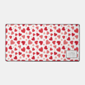 Watercolor Patchwork Red Hearts Pattern Bureaumat (Voorkant)