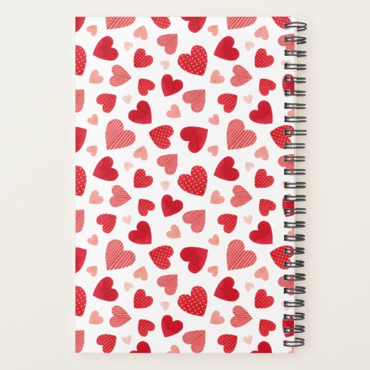 Watercolor Patchwork Red Hearts Pattern Planner (Achterkant)