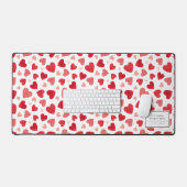 Watercolor Patchwork Rode Harten Patroon Bureaumat (Keyboard & Muis)