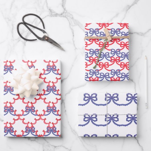 Watercolor Patriotic Bows Inpakpapier Vel (Voorkant)