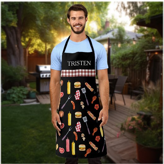 Watercolor Patroon BBQ Grill Roken Schort