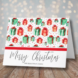 Watercolor Patroon Kerstmis Feestdagen Kaart