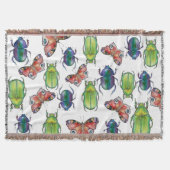 Watercolor pattern of beetles and butterflies deken (Voorkant)