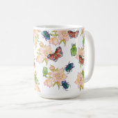 Watercolor pattern of beetles and butterflies koffiemok (Voorkant rechts)