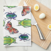 Watercolor pattern of beetles and butterflies theedoek (Quarter Fold)