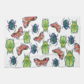 Watercolor pattern of beetles and butterflies theedoek (Horizontaal)