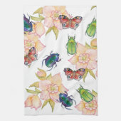 Watercolor pattern of beetles and butterflies theedoek (Verticaal)