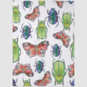  Watercolor pattern of beetles and butterflies Tissuepapier (Voorkant)
