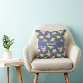 Watercolor Pattern with Delicate Pink Round Pillow Kussen