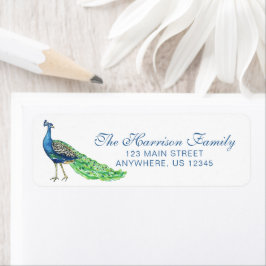 Watercolor Pauw Kerst Retouradres Etiket