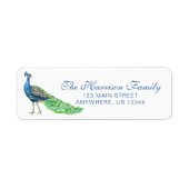 Watercolor Pauw Kerst Retouradres Etiket (Voorkant)