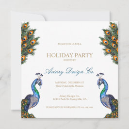 Watercolor Pauw Kerstfeest voor Zakelijke Partijen Kaart