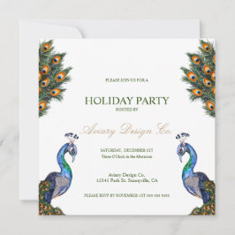 Watercolor Pauw Kerstfeest voor Zakelijke Partijen Kaart
