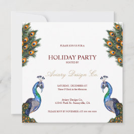 Watercolor Pauw Kerstfeest voor Zakelijke Partijen Kaart