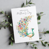 Watercolor Pauw Met Liefde Op Moedersdag Feestdagenkaart