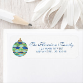Watercolor Pauw Ornament Kerstadres Etiket