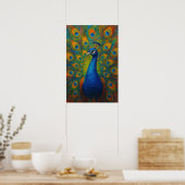 Watercolor Pauw Poster (Keuken)