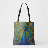 Watercolor Pauw Tote Bag (Voorkant)