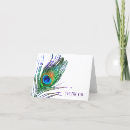 Watercolor Pauwveer Bedankkaart