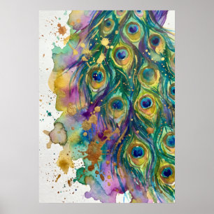 Watercolor Pauwveer Kunstwerk Poster