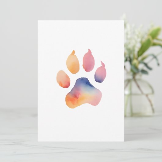 Watercolor Paw Print Background Kaart (Staand voorkant)