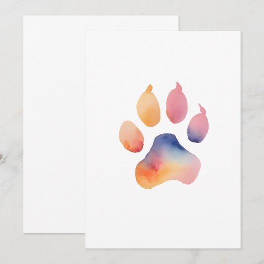 Watercolor Paw Print Background Kaart (Voorkant / Achterkant)
