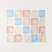Watercolor Paw Prints & Hearts in Boxes Wandkleed (Voorkant (horizontaal))