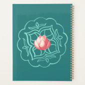 Watercolor Peach Lotus On Teal Personalized Planner (Achterkant)