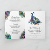 Watercolor Peacock Floral Feather QR Code Wedding (Binnen)