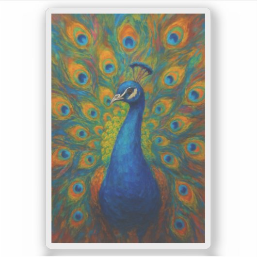 Watercolor Peacock Sticker (Voorkant)