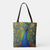 Watercolor Peacock Tote Bag (Achterkant)
