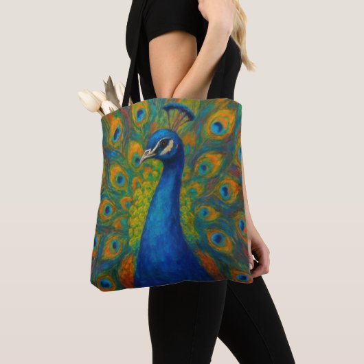 Watercolor Peacock Tote Bag (Dichtbij)