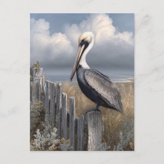 Watercolor Pelican on a Fence Briefkaart (Voorkant)