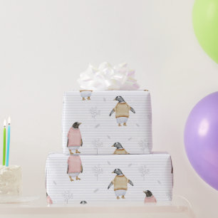 Watercolor Penguin Birds Christmas Nature Art Cadeaupapier