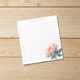 Watercolor Peony To Do List Modern Boho Chic Notitieblok