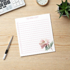 Watercolor Peony To Do List Modern Boho Chic Notitieblok