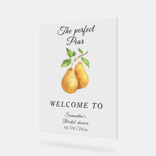 Watercolor Perfect Pear Welcome Bridal Shower Acryl Bord (Hoek)